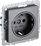 Розетка 1-местная IEK BRITE 16А РС11-1-0-БрС с заземлением, без защитных шторок, 16А, сталь