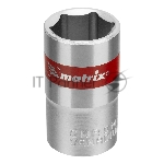 Головка торцевая, 16 мм, 6-гранная, CrV, под квадрат 1/2", хромированная Matrix