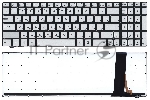 Клавиатура для ноутбука Asus N550 серебристая с подсветкой
