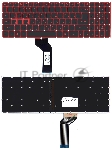 Клавиатура для ноутбука Acer Nitro 5 AN515-51 черная с красной подсветкой (стрелки без рамки)
