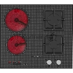 Варочная панель комбинированная Kuppersberg EGS 600 Газоэлектрическая независимая варочная поверхность, стеклокерамика KANGER, ширина 60 см, Тип нагрева HI-Light/Газ, Слайдер/механическое управление, 3 цифровых дисплев, 9 уровней мощности, Блокировка панели управления, Индикаторы остаточного тепла, Таймер, Автоматическое отключение, цвет чёрный с серой графикой, Цвет фурнитуры нержавеющая сталь