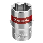 Головка торцевая, 17 мм, 6-гранная, CrV, под квадрат 1/2", хромированная Matrix