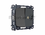 Комплект механизма 2-кл выключателя с подсветкой 3200K OMEGA Графит мягкое касание QUANT (OP9040, VM115, G11Y) MO904010