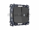 Комплект механизма 2-кл выключателя с подсветкой 5600K OMEGA Графит мягкое касание QUANT (OP9040, VM115, G14W) MO904015