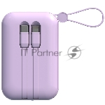 Портативный аккумулятор TOLT Lit LT-LM10T, 10000mAh, 22,5W, fast charging and PD, violet/ Powerbank TOLT Lit LT-LM10T, 10000mAh, 22,5W, fast charging and PD, violet