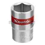Головка торцевая, 18 мм, 6-гранная, CrV, под квадрат 1/2", хромированная Matrix