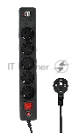Сетевой фильтр Гарнизон 5 р, 10А, 2xUSB, 1.8 м, ур.защиты 4, черный, пакет