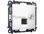 Комплект механизма компьютерной розетки ALFA Белый матовый RJ-45(8P8C) CAT6 с шторкой QUANT (AP1320, VM188) MA132010