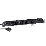 Блок розеток горизонтальный ExeGate ServerPro PDU-19H005 Al-10C13-EU3, 19", 1U, Алюминий, 10 IEC 320 C13, кабель с евровилкой VDE-250V-16A-3*1.5mm2, 3 метра, черный