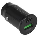 Автомобильное зарядное устройство Cablexpert MP3A-UC-CAR23, 20Вт, быстрая зарядка QC3.0/PD, 2 порта: USB и Type-C