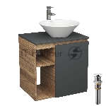 Тумба Bau Dream Blackwood 60 правая, графит, раковина BAU Dream D43, смеситель для раковины высокий Hotel Still, нержавеющая сталь, выпуск клик клак, белый
