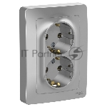 Розетка 2-м СП Blanca 16А 250В без шторок с заземл. алюм. SchE BLNRS001023