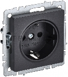 Розетка 1-местная IEK BRITE РС14-1-0-БрЧ (BR-R14-16-K02) с заземлением, с защитными шторками, 16А, черный