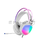 Гарнитура Marvo HG8959 Lumi 40 белый, проводная, 2×3.5 мм, микрофон с отключением, RGB-подсветка