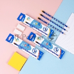 Карандаш чернографитный Deli EC016-HB U-Touch HB шестигранный синий (12шт) ластик, вид 5