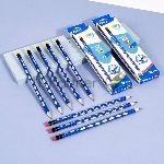 Карандаш чернографитный Deli EC016-HB U-Touch HB шестигранный синий (12шт) ластик, вид 4