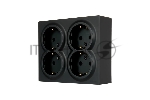 Розетка 4-мест. с заземл. LEZARD LETO 752-4200-127BDP закрытый корпус ПБТ черный бархат
