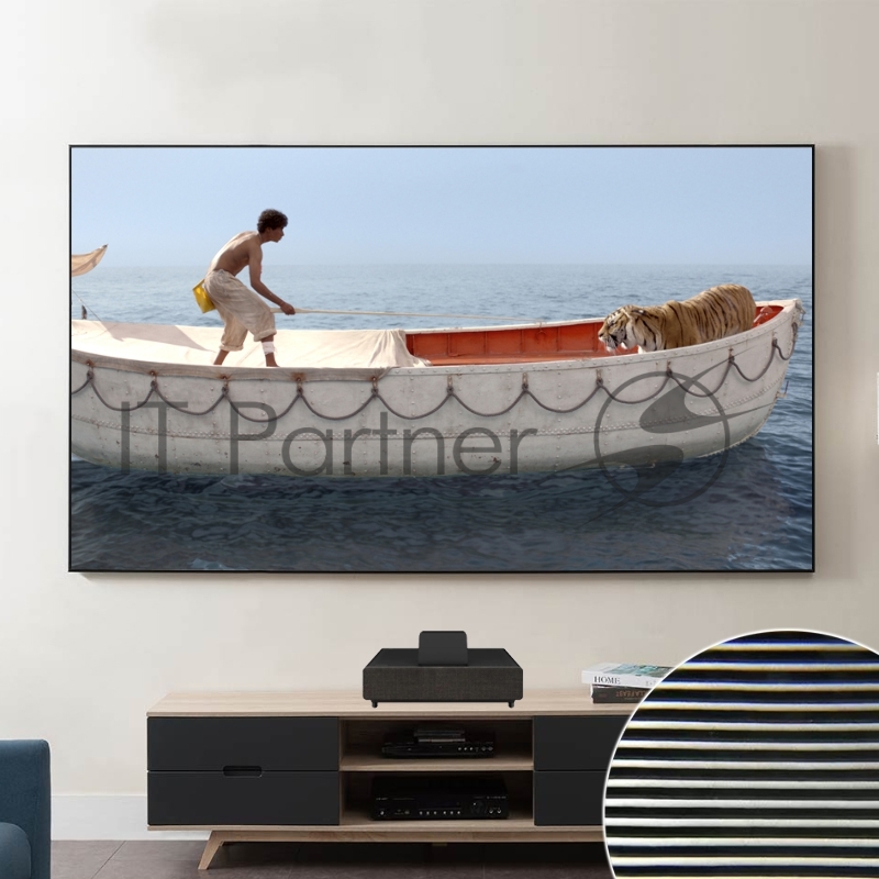 Экран Cinema S'OK SCPSFR-200x113UST-PET для ультракороткофокусных проекторов 90'' 16:9 настенный, постоянного натяжения, полотно PET Crystal ALR UST, рама черная 1 см
