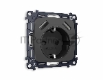 Комплект механизма электрической розетки OMEGA Графит мягкое касание 2USB A+A 18W (быстрая зарядка) с/з QUANT (OP9090, VM155) MO909010