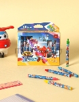 Восковые мелки Deli EC21000 Super Wings 12 цветов, картонная коробка с европодвесом, вид 7