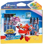 Восковые мелки Deli EC21000 Super Wings 12 цветов, картонная коробка с европодвесом, вид 6