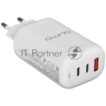 Сетевое зарядное устройство Qumo Energy PD 65Вт (модель 0118), USB-A QC3.0 + 2 USB Type-C PD,+ кабель 1м, Type-C, белый