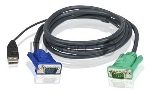 Шнур, мон+клав+мышь USB ATEN, SPHD15=>HD DB15+USB A-Тип, Male-2xMale, 8+4 проводов, опрессованный, 1.8 метр., черный, (2L-5202U)