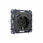 Комплект механизма электрической розетки OMEGA Графит мягкое касание 2USB A+C 20W (быстрая зарядка) с/з QUANT (OP9100, VM160) MO910010