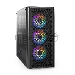 Компьютерный корпус Miditower ExeGate EVO-9202-EVO800 (ATX, БП EVO800RGb с вент. 12 см, с окном, 1*USB+1*USB 3.0, аудио, черный, 3 вент. 12см с RGb подсветкой)
