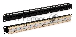 Монтажное оборудование Hyperline PP3-19-24-8P8C-C6-110D Патч-панель 19", 1U, 24 порта RJ-45, категория 6, Dual IDC, ROHS, цвет черный (задний кабельный организатор в комплекте)
