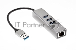 Переходник Telecom USB 3.0 - RJ-45 1000Mbps +3 USB3.0, Aluminum Shell, 0.2м TA311U