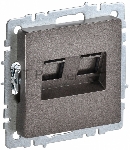 Розетка компьютерная двойная RJ11+RJ45 IEK BRITE РК/Т12-БрТБ кат.5E темная бронза