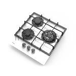 Газовая варочная панель Evelux HEG 425 WG Hi-Tech, 45 см, 3 конфорки, WOK-конфорка, чугунные решетки, газ-контроль, электроподжиг, механическое управление, белый