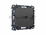 Комплект механизма розетки HDMI 2.0 OMEGA Графит мягкое касание 40V/500mA 2.0GHz 5-18Gbit/s QUANT (OP9140, VM222) MO914010