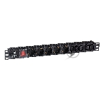 Блок розеток горизонтальный ExeGate ServerPro PDU-19H008 Al-5C135S-C14-SW, 19", 1U, Алюминий, 5 IEC 320 C13, 5 Schuko, С14, выкл. с подсветкой, черный