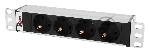 Блок силовых розеток Rem Rem-10, Shuko х 4, вход IEC 320 C14, 10", 45х256х45 мм (ВхШхГ), 10А, без шнура, чёрный