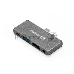 Док-станция 5-в-1 ExeGate DUB-31C/PD/HA (кабель-адаптер USB Type-C --> 1xUSB3.0 + Type-C DATA (480MB/s) + PD 100W + HDMI 4K@30Hz + Audio, Plug&Play, подходит для iPad Pro и мобильных телефонов, серый)