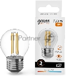 Лампа филам. Gauss Filament 12Вт цок.:E27 шар св.свеч.бел.теп. (упак.:10шт) (52212)