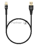 Дата-кабель Maxvi MC-31L USB-Lightning 2.4А, прозрачный корпус, LED подсветка, 1.2м, черный