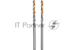 Сверло спиральное по металлу Denzel 3,2 x 65мм, Р6М5, Golden Tip, 2 шт.