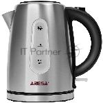 Электрочайник Aresa AR-3483 серебристый, 1.7 л, 2200 Вт, скрытый нагревательный элемент