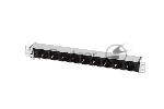 Блок розеток Rem-10 без шнура с инд., 9 Sсhuko, вход IEC 60320 C14, 10A, алюм., 19"