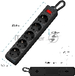 Сетевой фильтр Defender ES, 1.8 м, 5 розеток, черный, вид 21