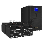 Комплект Источник бесперебойного питания EX295990RUS + батарея 40Aч EX282976RUS 4шт (инвертор, синус, для котла) ExeGate SineTower SZ-3000.LCD.AVR.3SH.1C13.RJ.USB <3000VA/2400W, чистый синусоида, LCD дисплей, AVR, 3хSchuko+1хC13, RJ45/11, USB, линейно-интерактивный, черный> + батарея ExeGate DT 1240 (12В, 40А·ч) 4шт