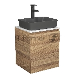 Тумба Bau Dream Blackwood 50 с дверцей, раковина BAU Cerama 48х37 темно-серая матовая, смеситель Hotel Black, черный