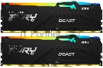 Оперативная память Kingston Fury Beast Black RGB, DDR5, 64Gb (2x32 Gb), 5200 MHz, CL40, радиатор, RGB, черный