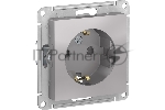 Механизм розетки 1-м СП AtlasDesign с заземл. защ. шторки 16А алюм. SchE ATN000345