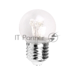 Лампа шар Neon-night e27 6 LED Ø45мм - теплый белый, прозрачная колба, эффект лампы накаливания
