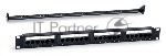 Патч-панель 19" (1U) WRLine WR-PL-24-C5E-D , 24 порта RJ-45, категория 5e, Dual IDC, с задним кабельным организатором, цвет черный