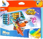 Восковые мелки Deli EC21020 Super Wings 24 цвета, картонная коробка с европодвесом, вид 7